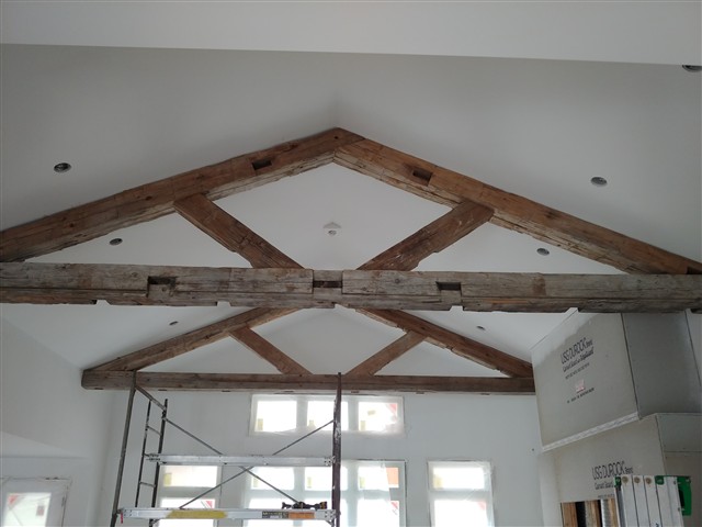 Exposed timber ceiling