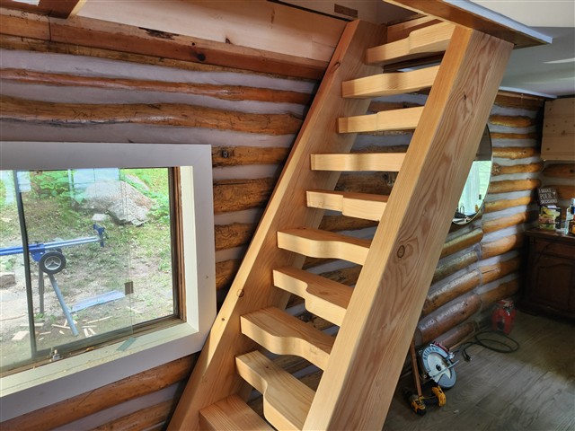 Wooden stairs and windows